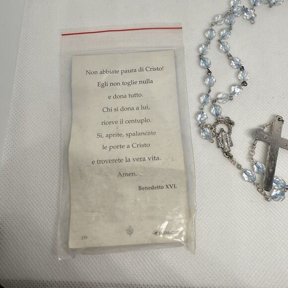 Pope Benedict Blue Rosary Beads and Rosary Box Made in  italy - Picture 4 of 5